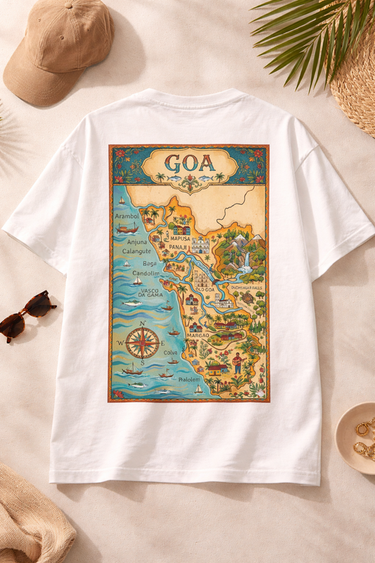 GOA Heritage Map Tee – Organic Cotton Oversized T-Shirt